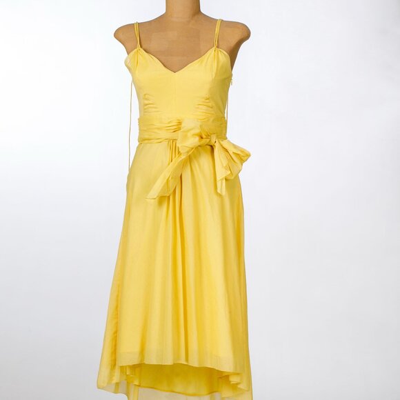 Banana Republic Butter Yellow 100% Cotton Rough Hem Dress Size 0 - Picture 1 of 5